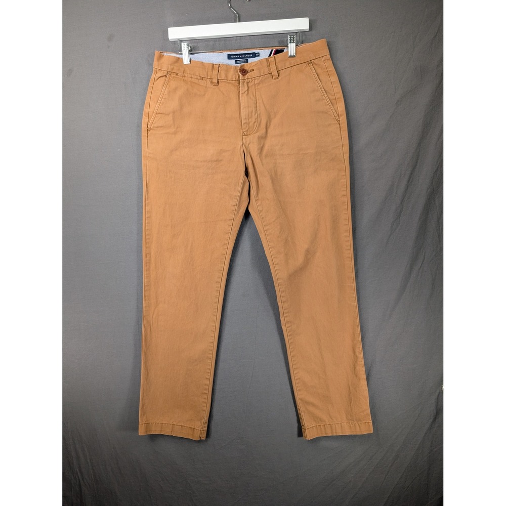 Tommy Hilfiger Mens Custom Fit Chino Pants Tan Brown 33x32 086 7866651